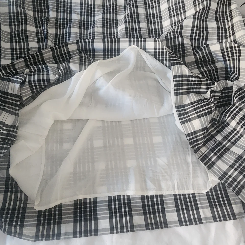 Maeve by Anthropologie Black & White Plaid Peplum A-Line Midi Dress - Size Small - Picture 8 of 11